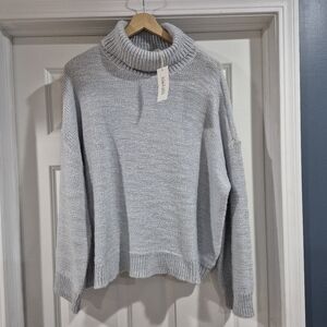 Haven Well Within Sweater Womens XXL Icy Blue Funnel Neck Chunky‎ Knit